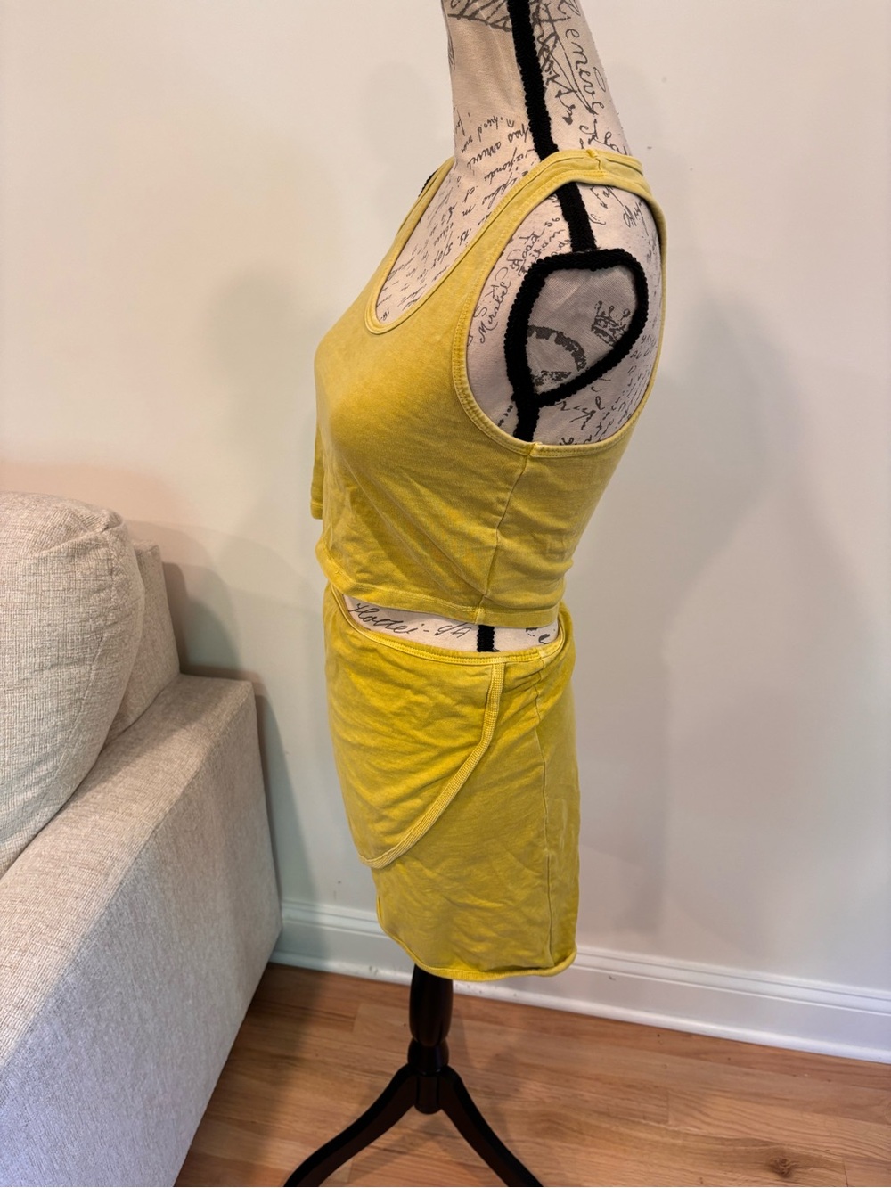 Les Tien Kerry Crop Tank & wrap skirt set in electric dijon color size XS - Picture 7 of 15